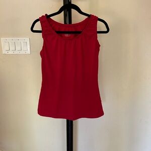 Dark Red Fitted Stretchy Tank Top w/ Elastic Neckline & Armholes